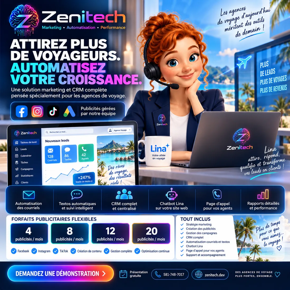 Lina — l'assistante IA de Zenitech pour les agences de voyage